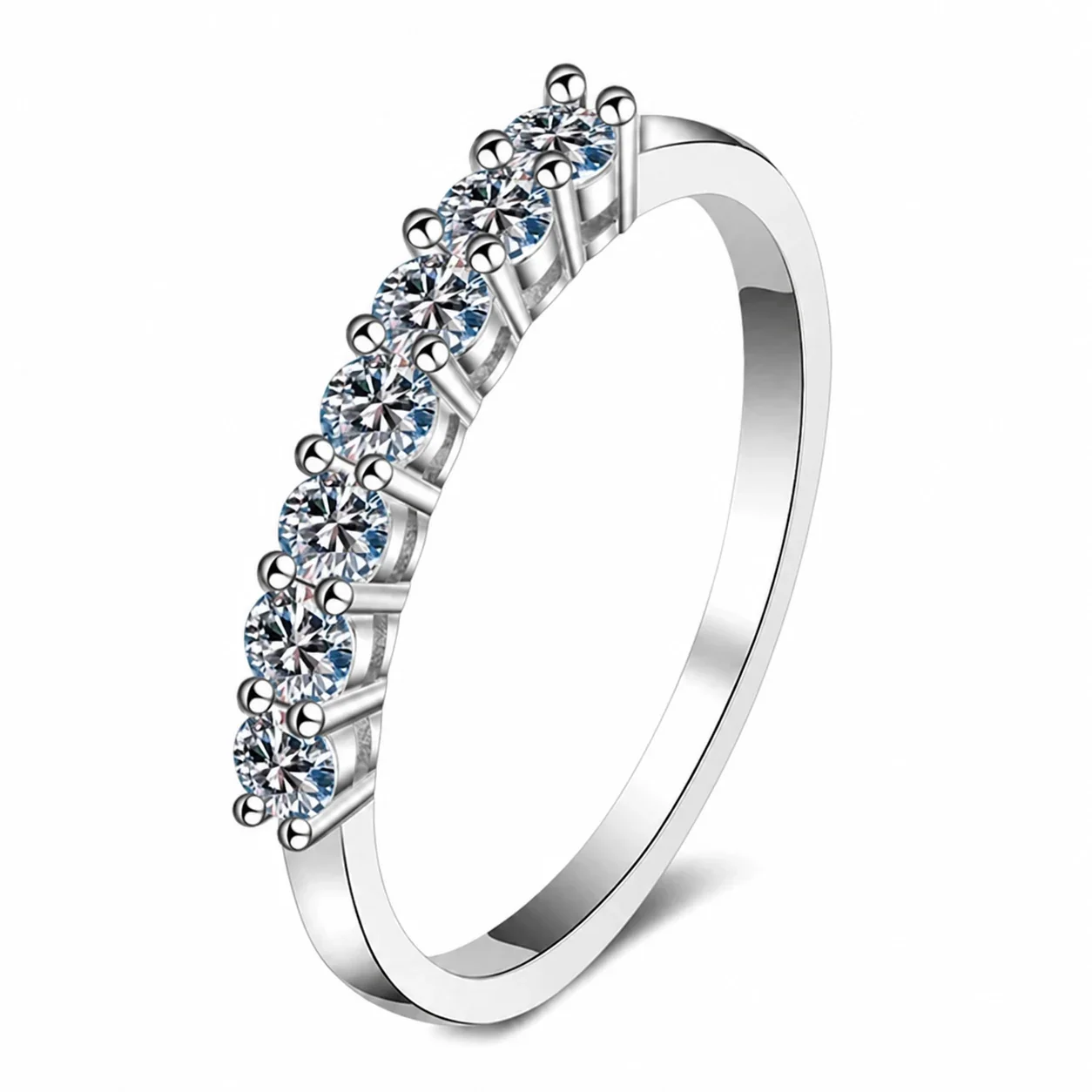 Arched Seven-Stone 925 Sterling Silver Moissanite Ring