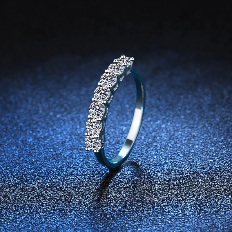 Arched Seven-Stone 925 Sterling Silver Moissanite Ring