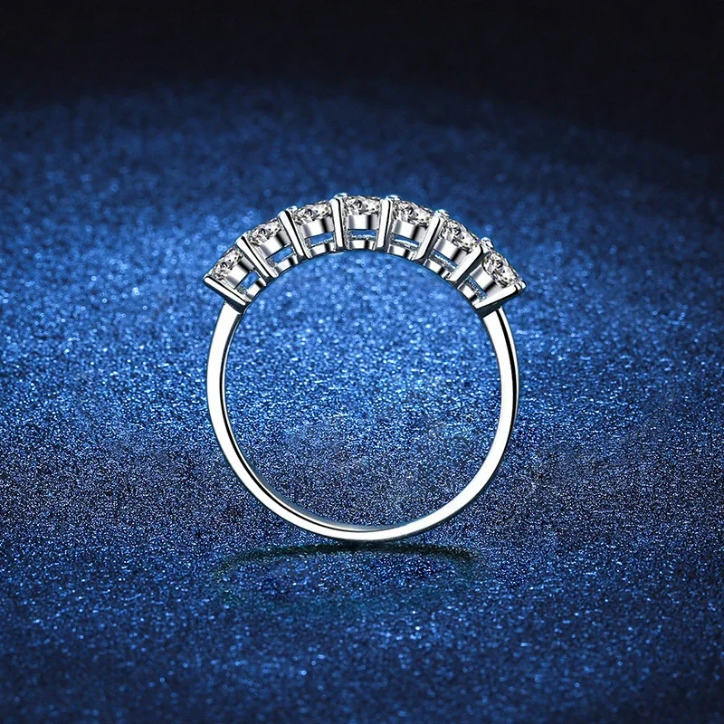 Arched Seven-Stone 925 Sterling Silver Moissanite Ring
