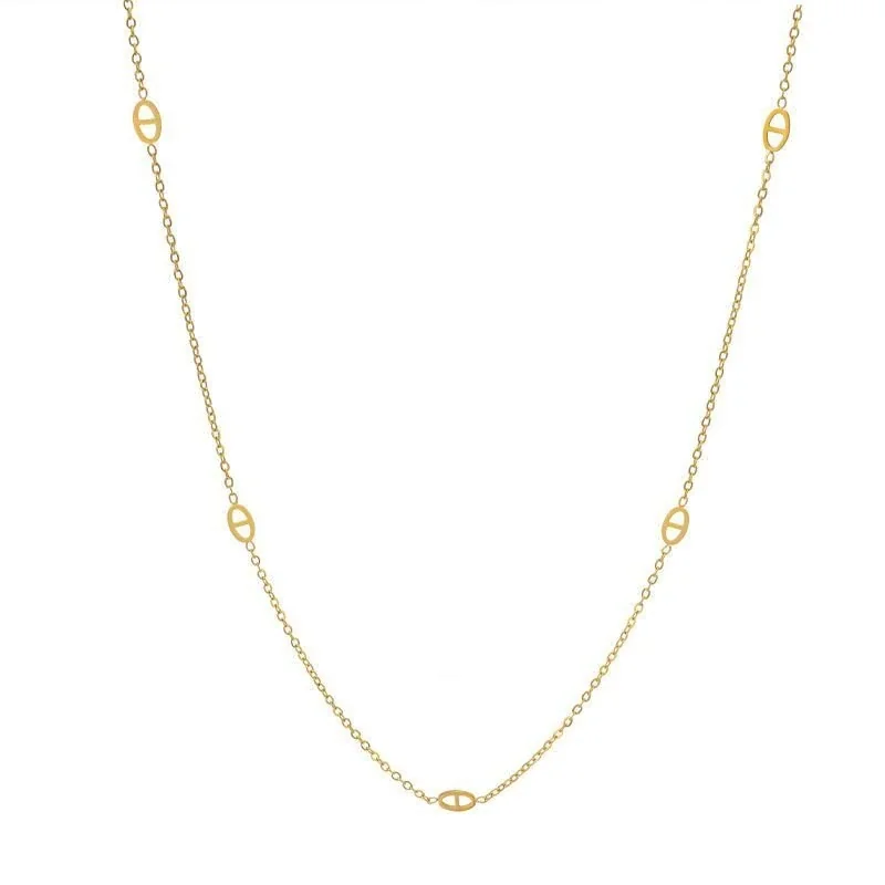 Delicate Oval Station Cable 925 Sterling Silver Necklace