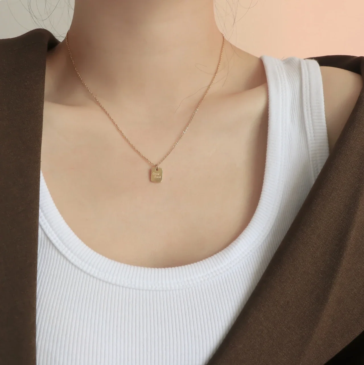 Petite Good Luck Tag O-Chain 925 Sterling Silver Necklace