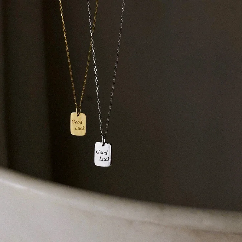 Petite Good Luck Tag O-Chain 925 Sterling Silver Necklace
