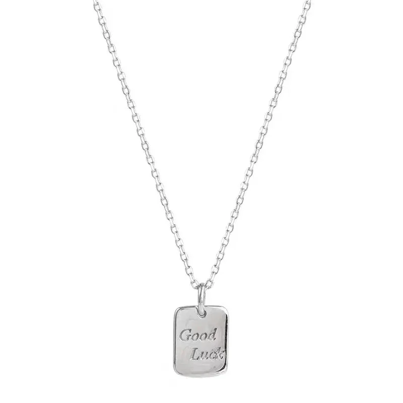 Petite Good Luck Tag O-Chain 925 Sterling Silver Necklace - Silver