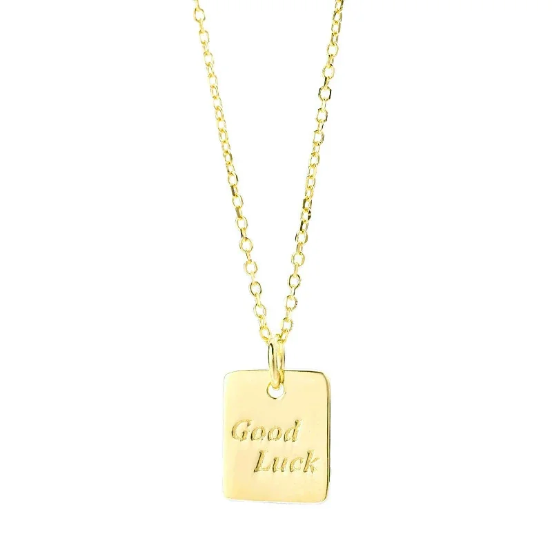Petite Good Luck Tag O-Chain 925 Sterling Silver Necklace - Gold