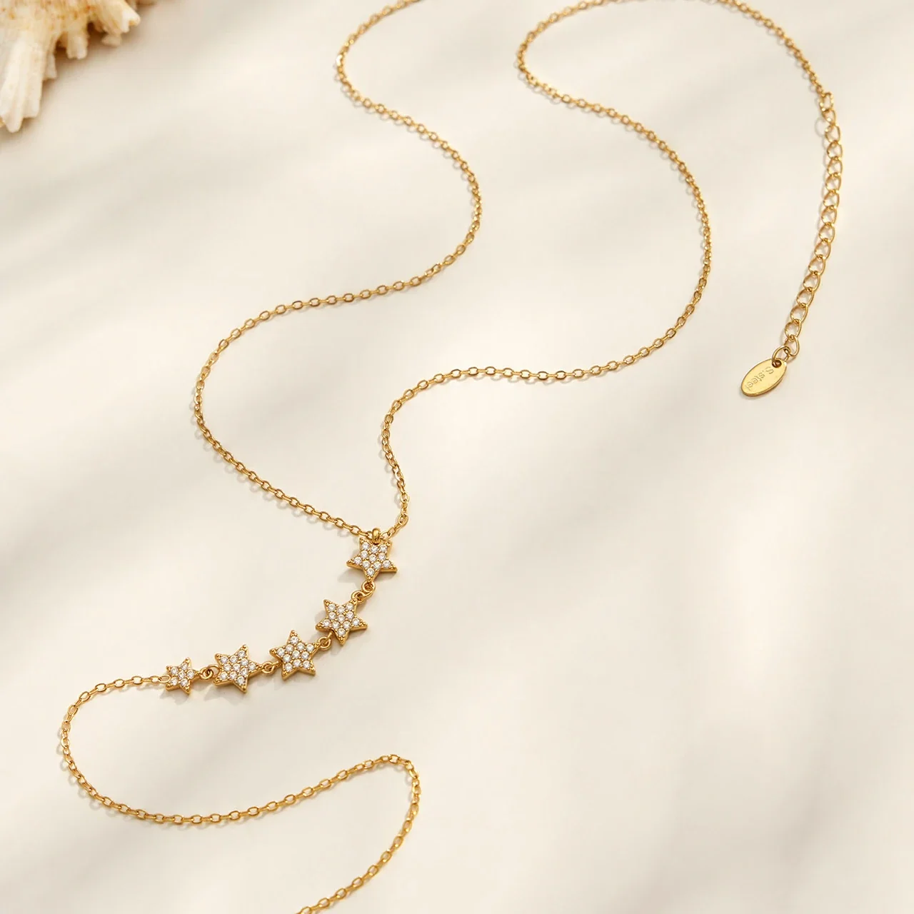 Dainty Star Y-Drop 18K Gold-Plated Steel Necklace