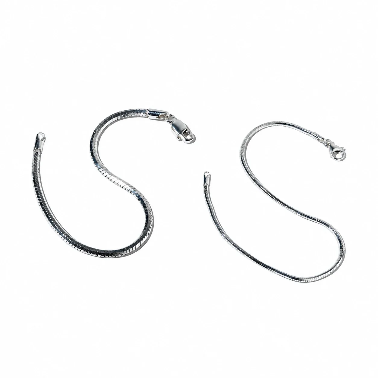 Octagonal Polished 925 Sterling Silver Snake Chain Bracelet