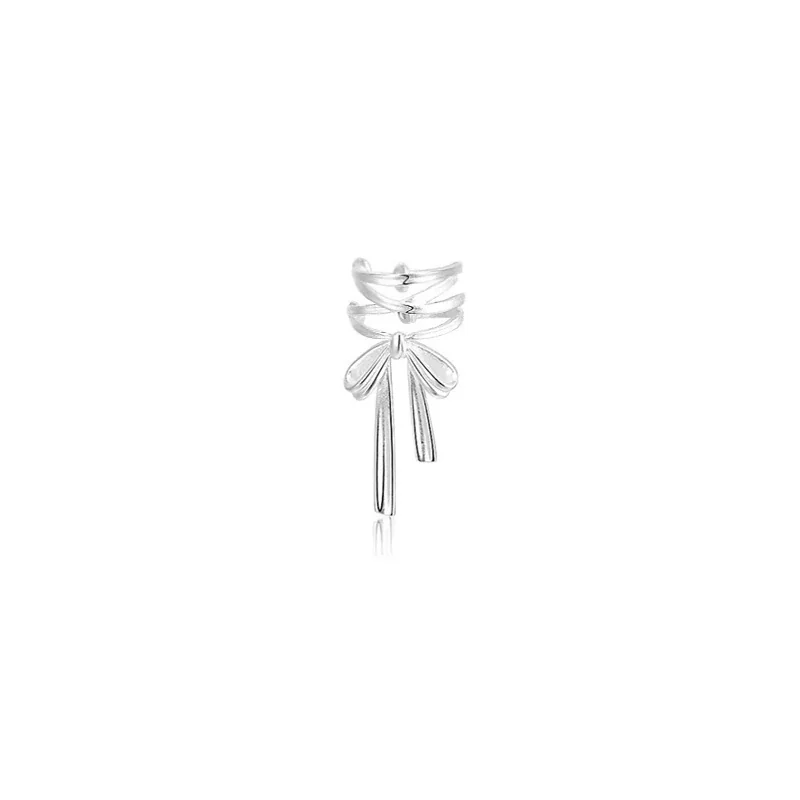 Polished 925 Sterling Silver Triple-Wrap Bow Ear Cuff