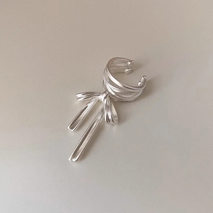 Polished 925 Sterling Silver Triple-Wrap Bow Ear Cuff