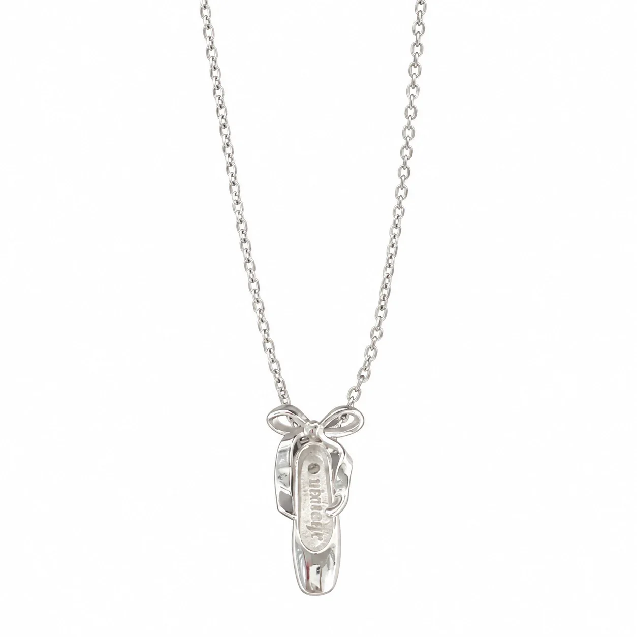 Delicate 925 Sterling Silver Bow Ballet Shoe Pendant Necklace
