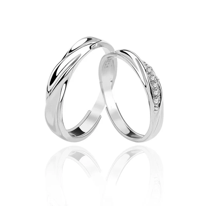 Sculpted 925 Sterling Silver Pavé Wave Moissanite Rings