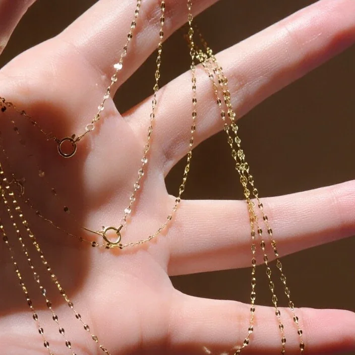 Delicate 925 Sterling Silver Faceted Link Chain Necklace