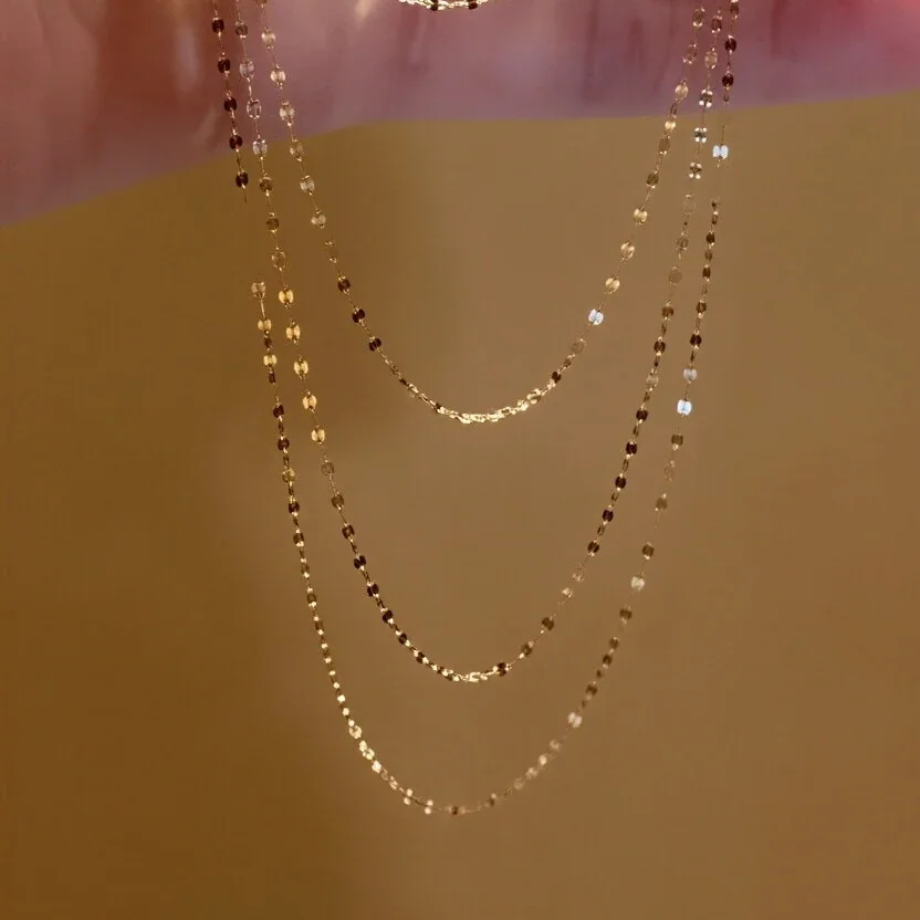 Delicate 925 Sterling Silver Faceted Link Chain Necklace