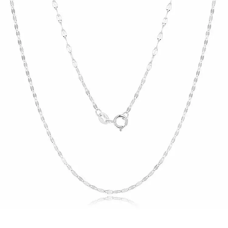Delicate 925 Sterling Silver Faceted Link Chain Necklace