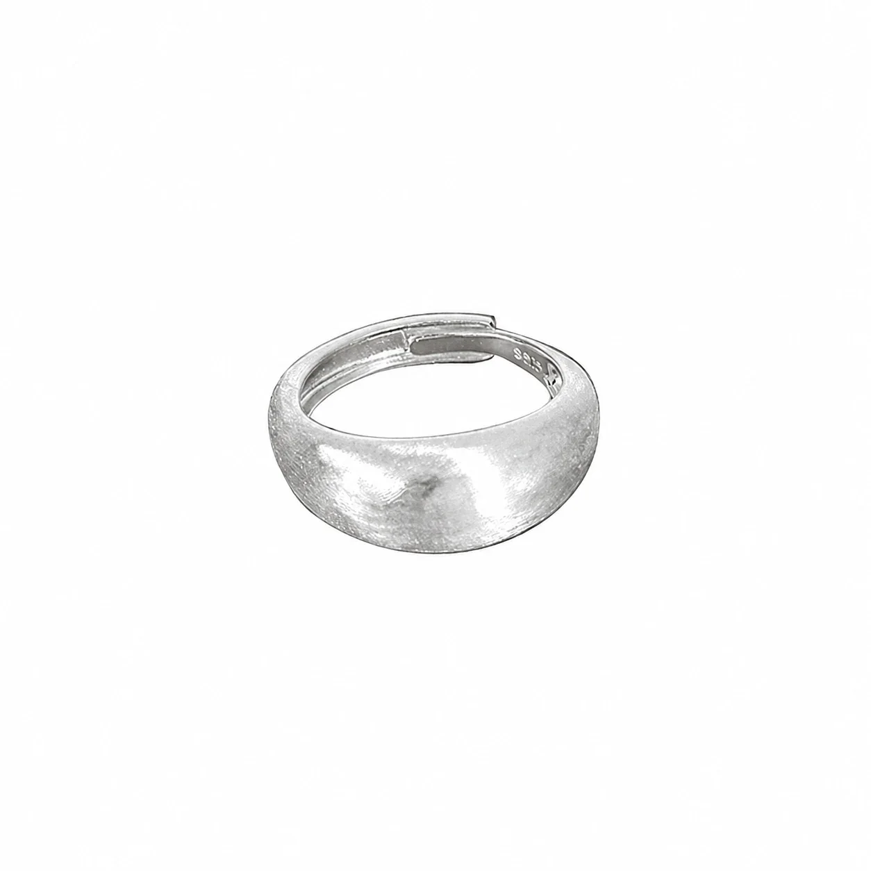 Brushed 925 Sterling Silver Wide Adjustable Band Ring