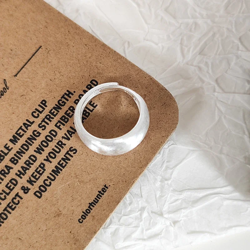 Brushed 925 Sterling Silver Wide Adjustable Band Ring