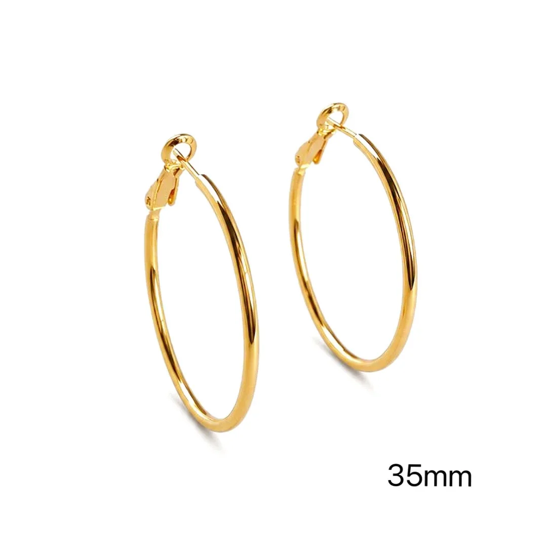 Polished Oval U-Hoop 925 Sterling Silver Hoop Earrings - Gold