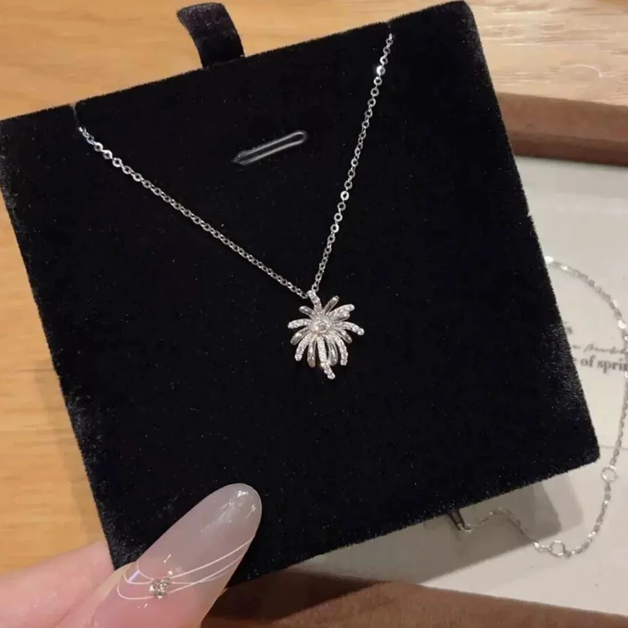 Radiant 925 Sterling Silver Pavé Sunburst Pendant Necklace