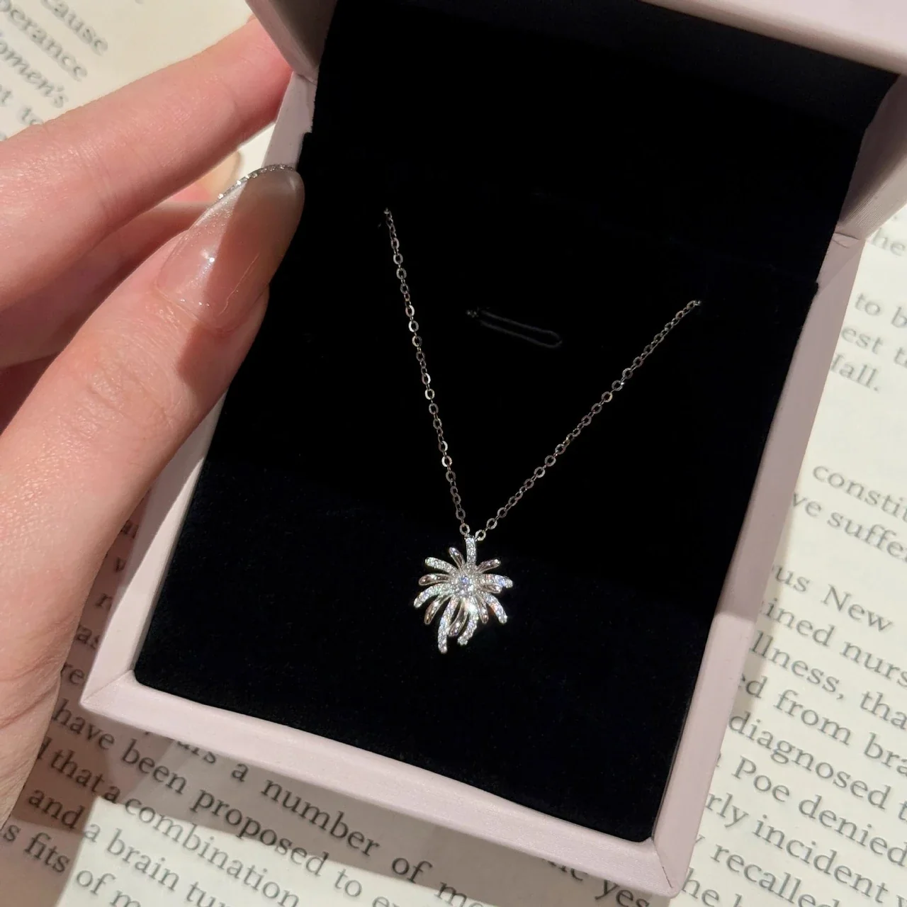 Radiant 925 Sterling Silver Pavé Sunburst Pendant Necklace