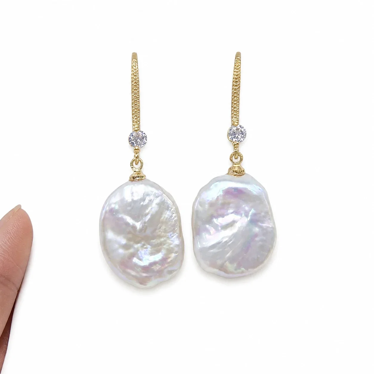 Lustrous Gold-Plated Hook Baroque Freshwater Pearl Drop Earrings