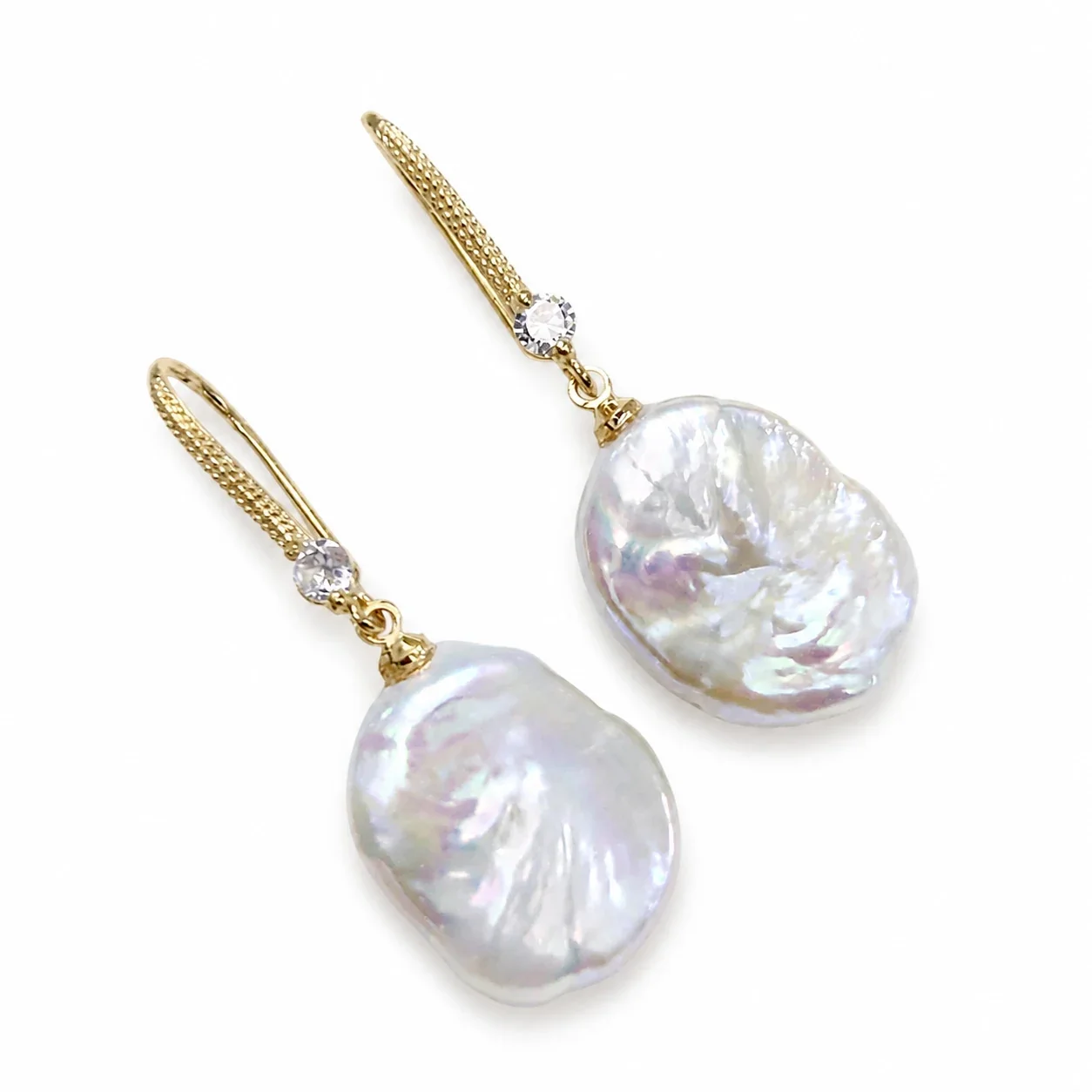 Lustrous Gold-Plated Hook Baroque Freshwater Pearl Drop Earrings