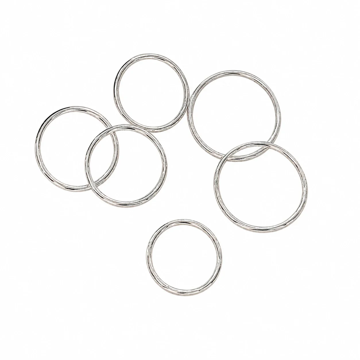 Minimal 925 Sterling Silver Slim Round-Band Stacking Ring - Silver