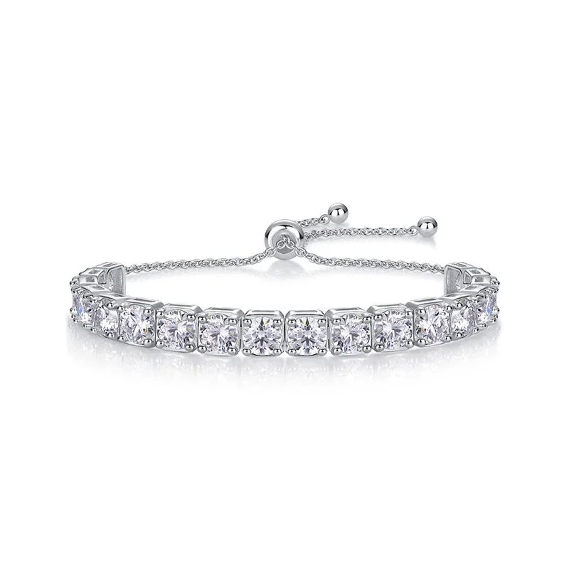 Refined 925 Sterling Silver Round Moissanite Tennis Bracelet - 5.0 mm Moissanite