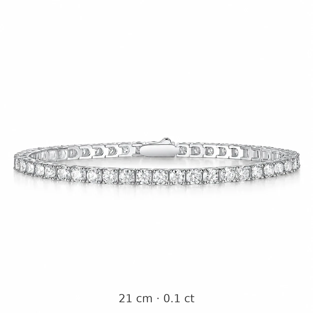 Refined 925 Sterling Silver Round Moissanite Tennis Bracelet - 3.0 mm Moissanite 21 cm