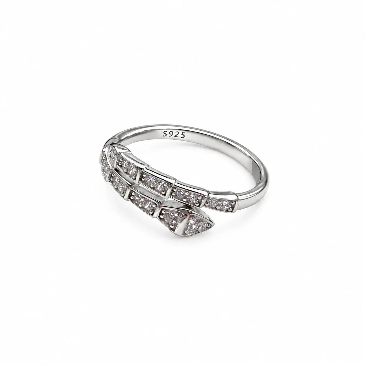 Serpentine 925 Sterling Silver Stone-Set Open Ring