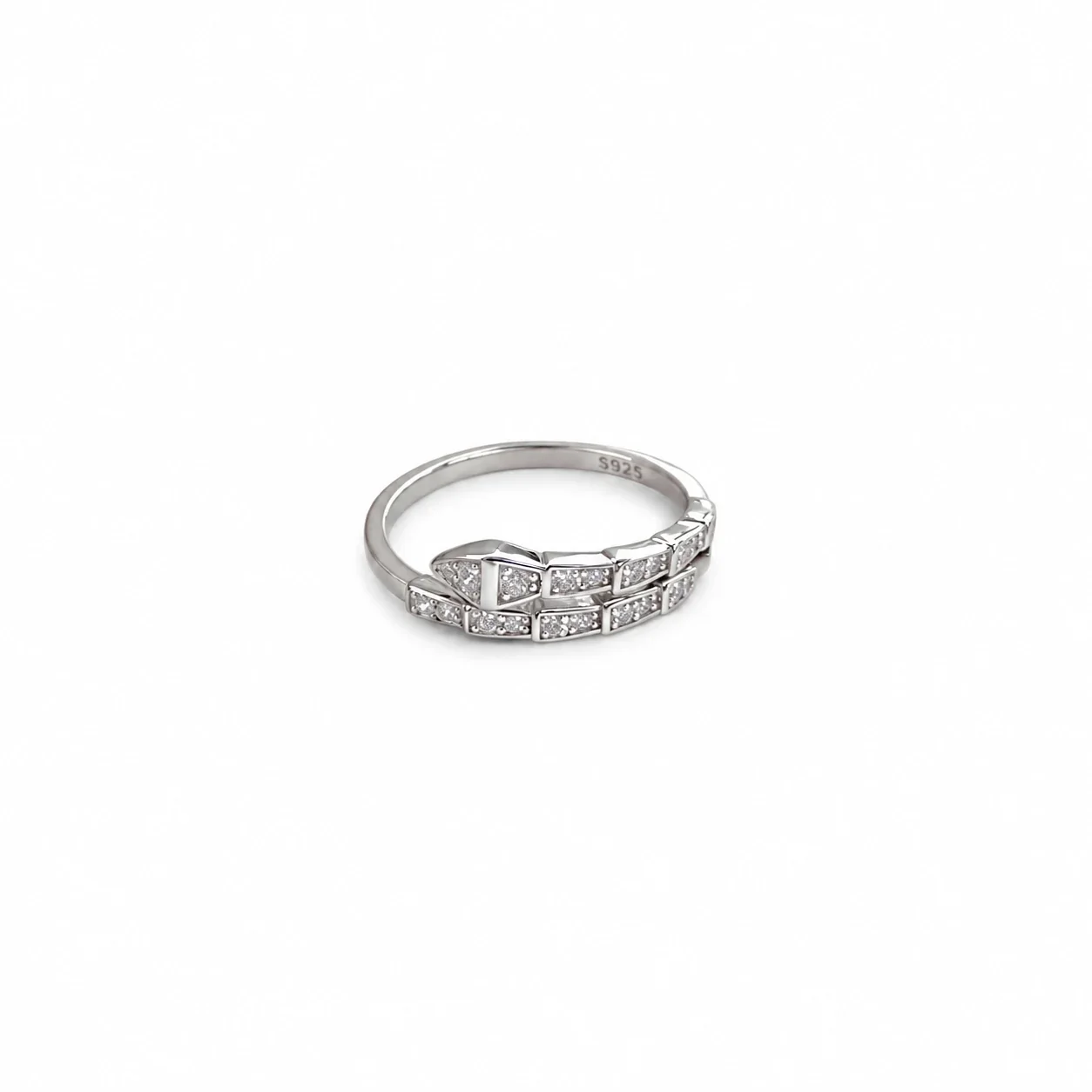 Serpentine 925 Sterling Silver Stone-Set Open Ring
