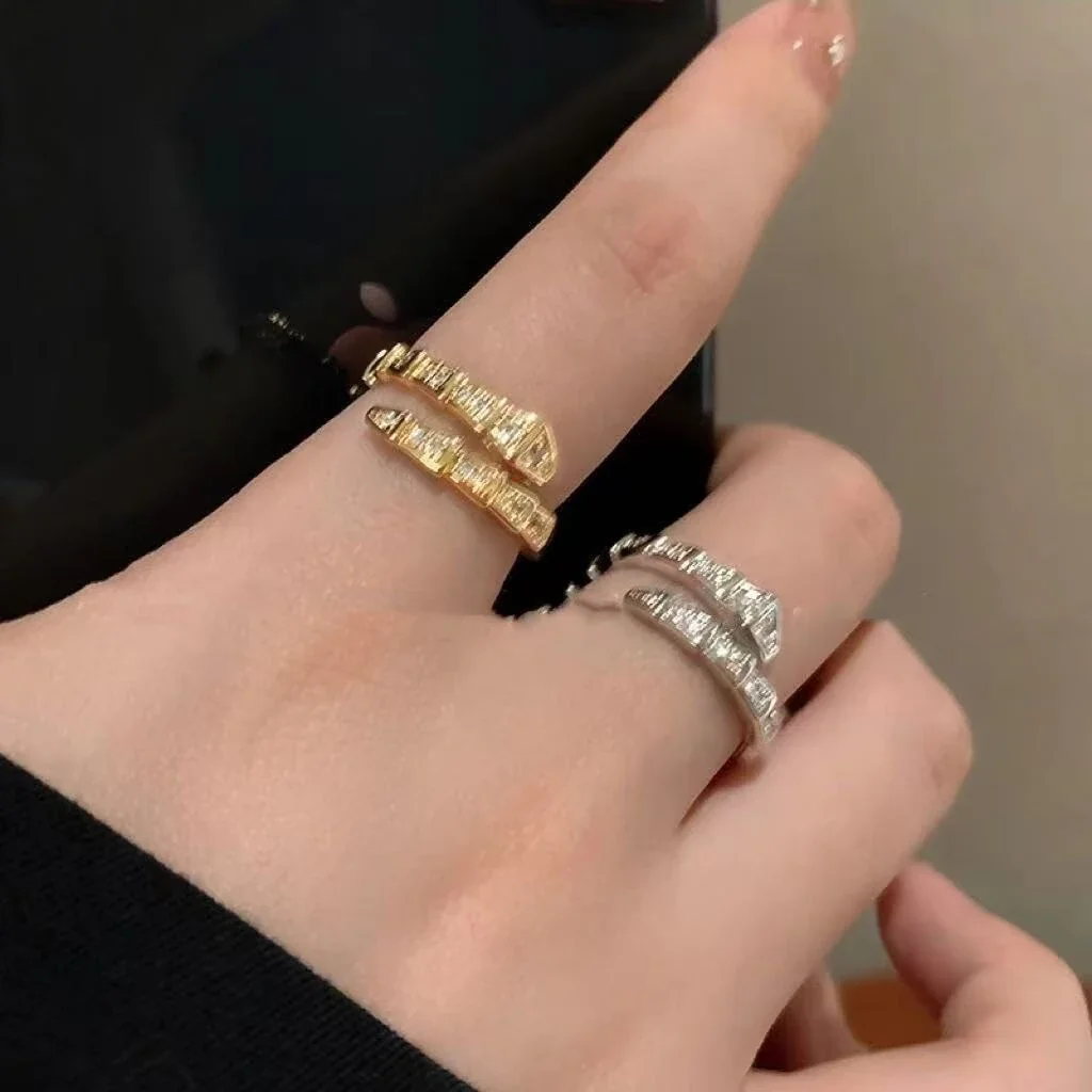 Serpentine 925 Sterling Silver Stone-Set Open Ring