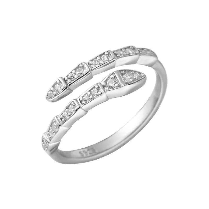 Serpentine 925 Sterling Silver Stone-Set Open Ring - Silver