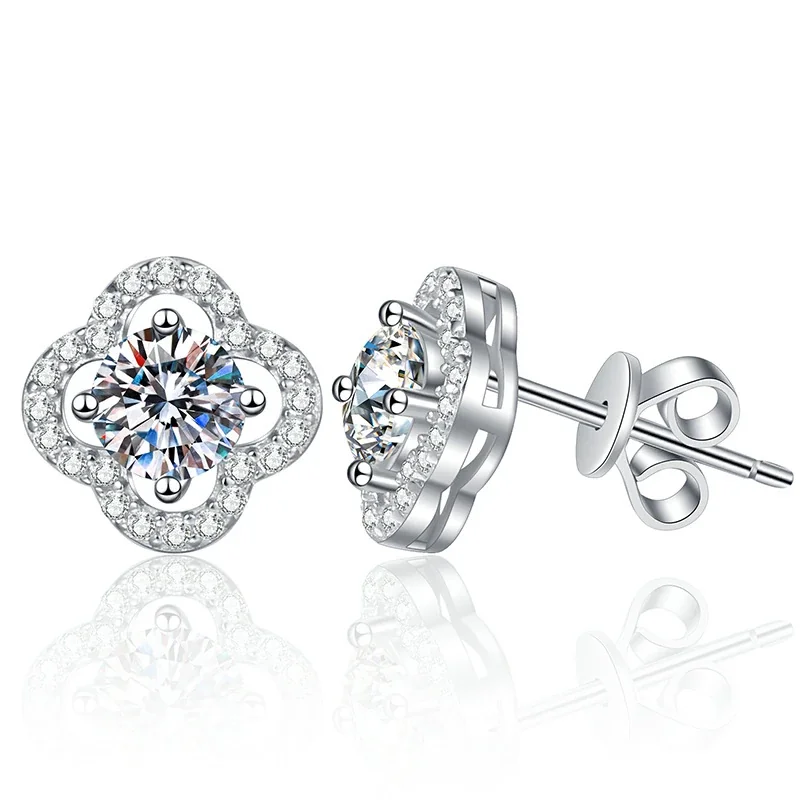 Clover Halo 925 Sterling Silver Pavé Stud Earrings