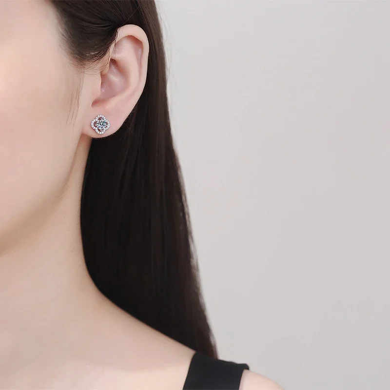 Clover Halo 925 Sterling Silver Pavé Stud Earrings