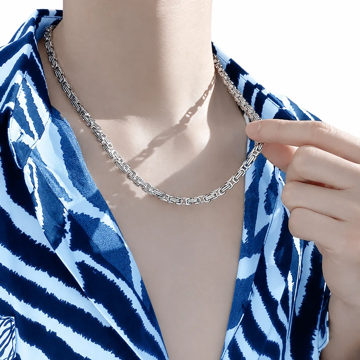 Polished Stainless Steel Cuban Link Lobster Clasp Chain