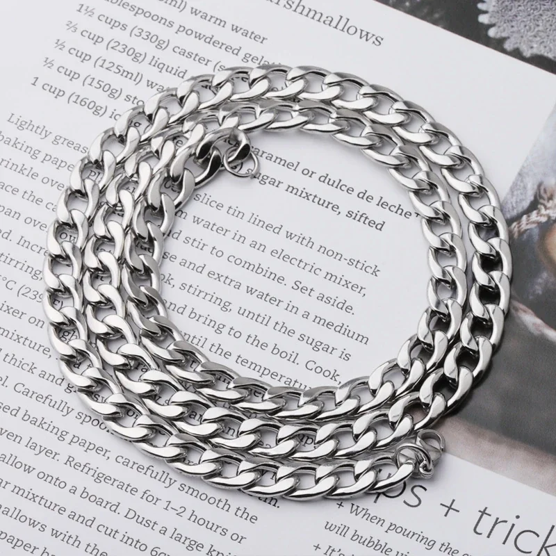 Polished Stainless Steel Cuban Link Lobster Clasp Chain - NK Lobster Clasp 45 cm 0.3 cm Width