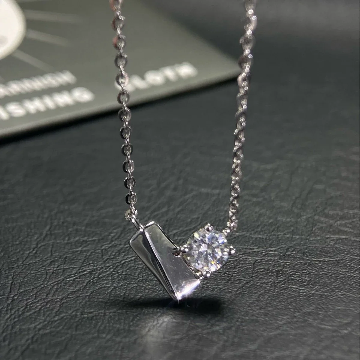 Sculptural 925 Sterling Silver Folded Heart CZ Pendant Necklace