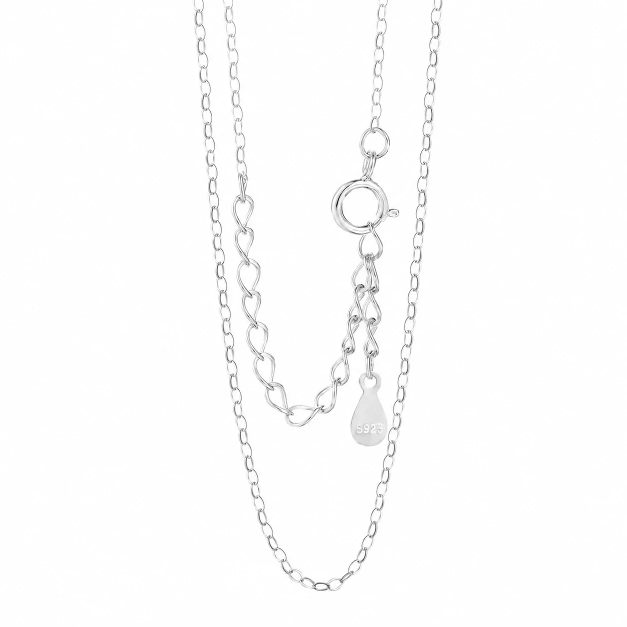 Delicate 925 Sterling Silver Oval-Link Cable Chain Necklace - Silver