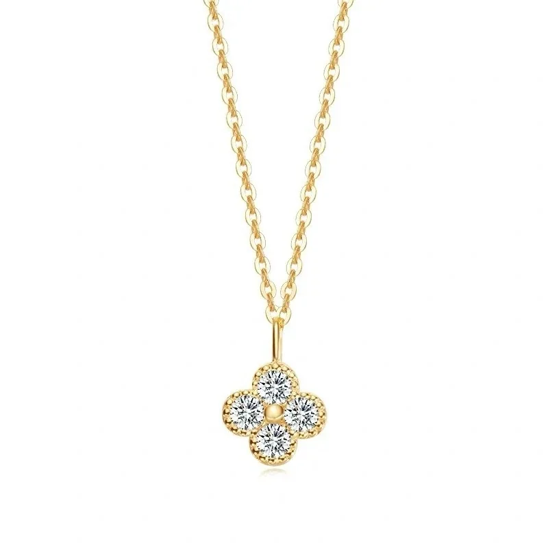 Delicate Four-Stone Clover Cable 925 Sterling Silver Necklace