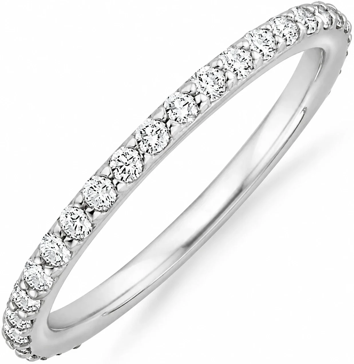 Delicate 925 Sterling Silver Pavé Round Cubic Zirconia Ring