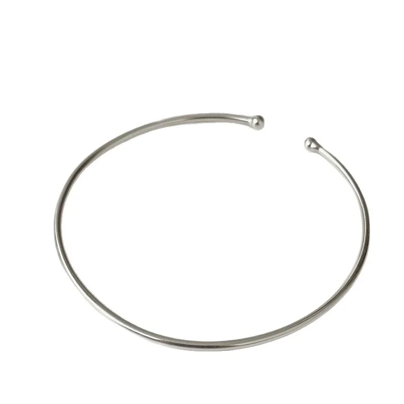 Minimalist 925 Sterling Silver Open Ball-End Bangle