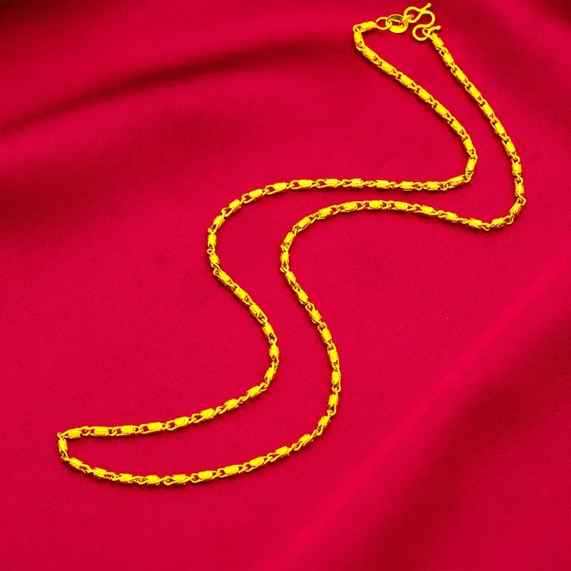 Textured Gold-Plated Brass Barrel-Link Chain Necklace