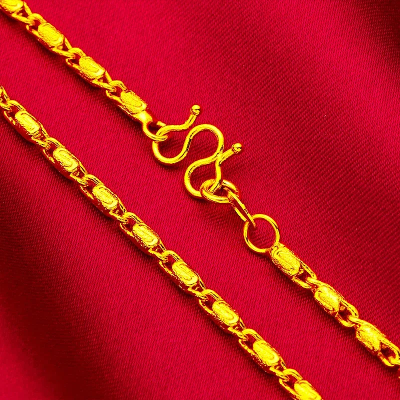 Textured Gold-Plated Brass Barrel-Link Chain Necklace