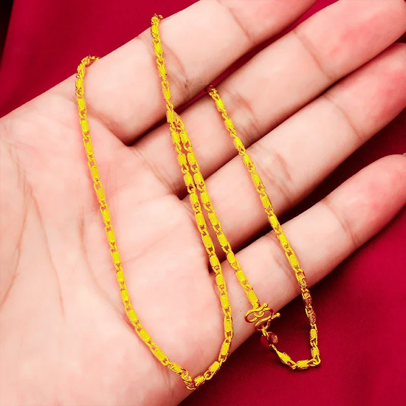 Textured Gold-Plated Brass Barrel-Link Chain Necklace - 45 cm