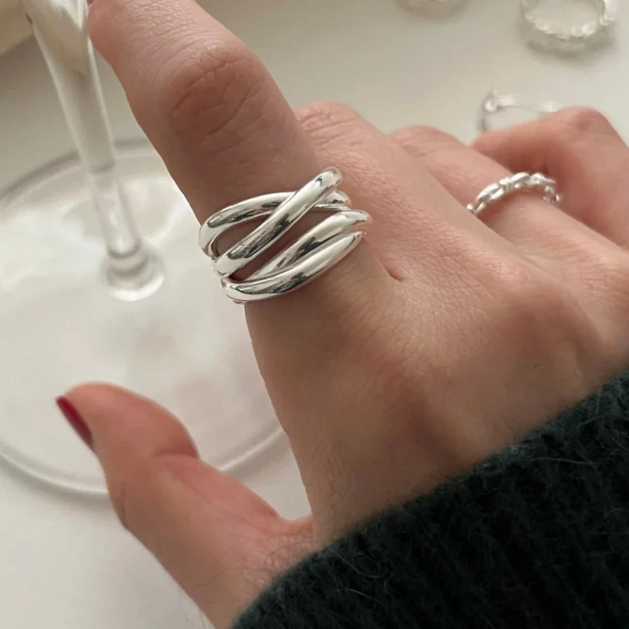 Sculptural Gold-Plated Copper Crossover Open-Front Ring