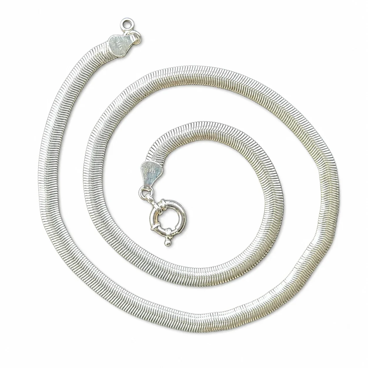 Bold 925 Sterling Silver 6mm Ribbed Snake Chain Necklace