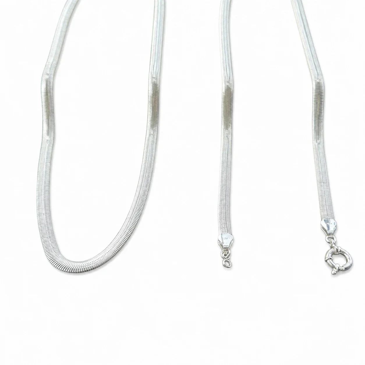 Bold 925 Sterling Silver 6mm Ribbed Snake Chain Necklace