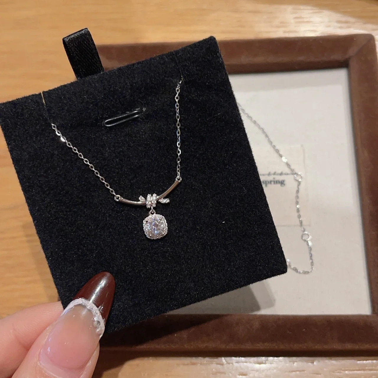 Knot-Bar 925 Sterling Silver CZ Drop Chain Necklace