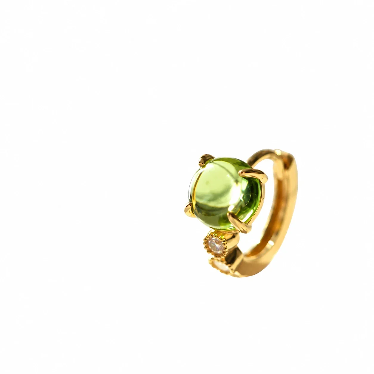 Petite 925 Sterling Silver Peridot Prong Huggie Hoop Earrings