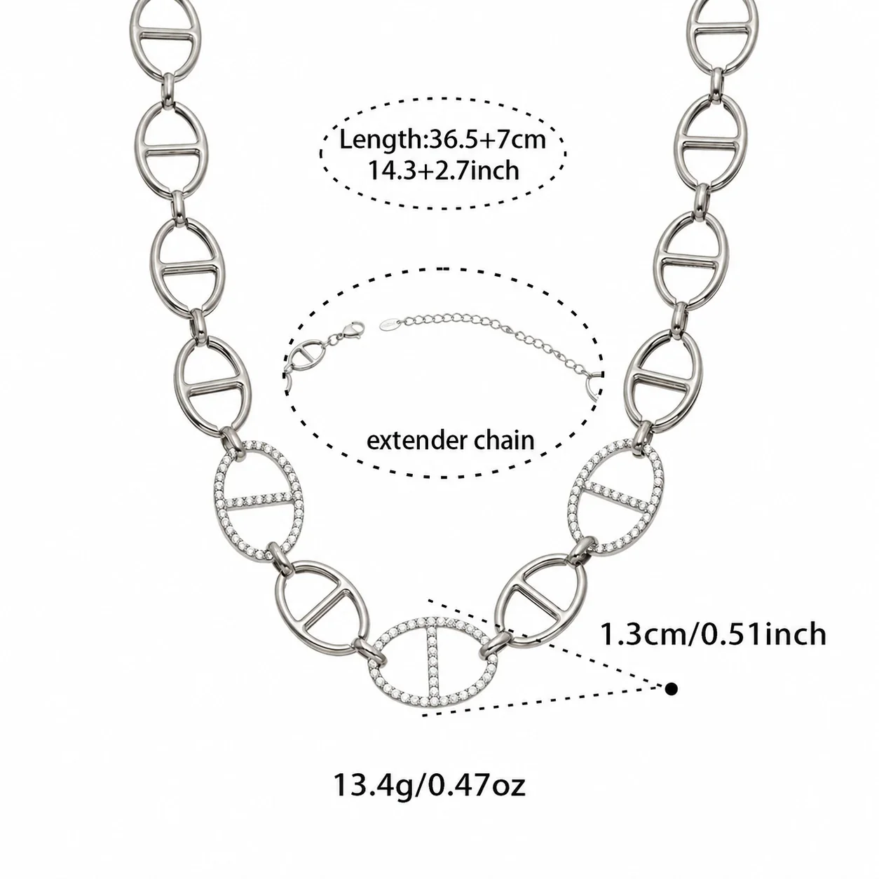 Geometric 18K Gold-Plated Oval CZ Y-Drop Necklace - Gold 36.5+7 cm