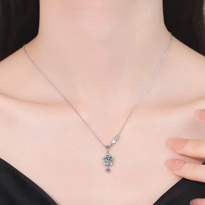Celestial 925 Sterling Silver Starburst Drop Necklace